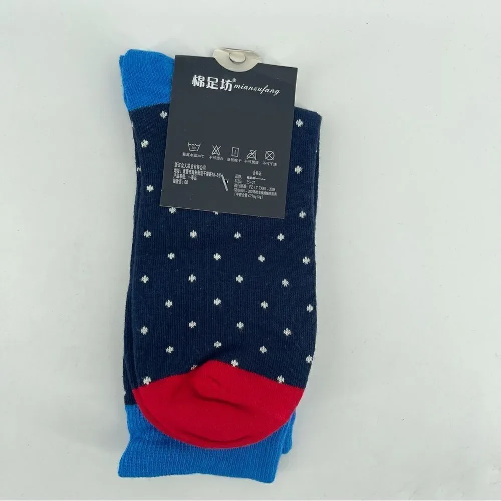 Men’s Red Blue White Speckled Novelty Casual Dress Cotton Crew Socks One Size